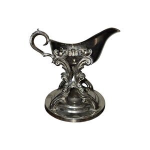 Vintage FB Rogers‎ Ornate Silver Plated Gravy Boat Sauce Server Elegant Ta